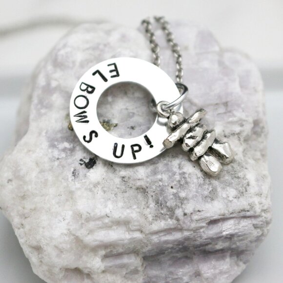 Elbows Up! Inuksuk Hand Stamped Pendant Necklace - Handmade & Hypoallergenic - Picture 12 of 12